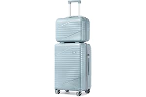 Sea choice Handgepäck Kofferset 2 Teilig Reisekoffer mit Kosmetikkoffer Hartschalenkoffer PC Bordgepäck 4 Rollen und TSA Schloss 38L, 55cm
