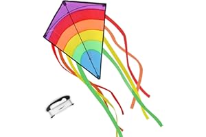 ECHOCUBE Arcobaleno Aquilone a Diamante per Bambini e Adulti, Aquilone Facile da Far Volare con 8 Lunghe Code, Ottimo Giocattolo all'aperto per Spiaggia, Parco e Famiglia (73 * 65 cm)