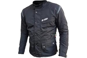 BI ESSE - Chaqueta de moto de cordura para hombre, tejido impermeable, forro térmico extraíble, protecciones certificadas.