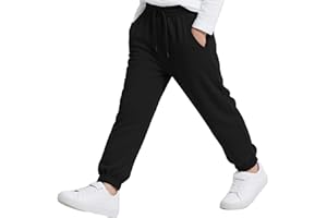 Hoseay Pantaloni da Jogging Bambino Ragazzi, Sportivi con Vita Elastica Coulisse Regolabile e Tasche, Morbido Cotone Pantalone della Tuta Lunghi per Bambini Sport Scuola 4-12 Anni