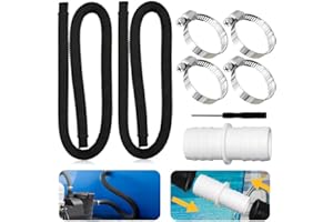 TUIBEIDAMAI Poolschlauch 32mm für Poolpumpen,2 Stück Schlauch pool 150cm mit 4 Stück Sicherungsclip Und 1 Stück schlauchverbinder, Schwimmbadschlauch 32mm,Für Filterpumpe und Schwimmbad (Schwarz)