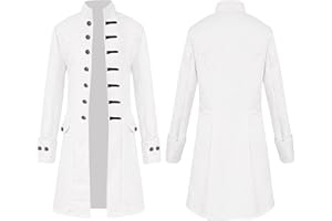 Duohropke Viktorianische Steampunk Jacke für Herren Vintage Gothic Piraten Slim Fit Frack Wikinger Renaissance Karneval Halloween Weihnachten Uniform Kostüm