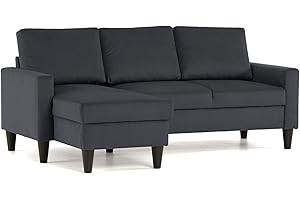 BUDWING Fox Sofá de Salon 3 plazas Chaise Longue Esquinero Rebersible Izquierda o Derecha Tapizado Tela (Gris Oscuro)