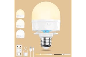 YLATOIAL E27 Aufladbare Glühbirne mit Fernbedienung, USB C Wiederaufladbare Led Lampe Akku mit 2200mAh Batterie Magnet Haken, 3 Farben Dimmbare Timer Ohne Strom für Outdoor Licht Camping Hängelampe Notlicht