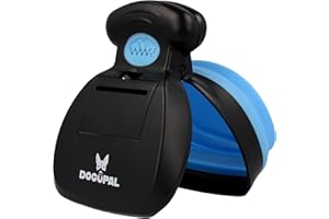 DOGOPAL Hundekotgreifer mit Beutel für Unterwegs - Tragbare Hundekotschaufel mit Erweiterbarem Fach für Hundekotbeutel - Hundekotzange Pooper Scooper - Kotschaufel Hunde Katze (M, Blau)