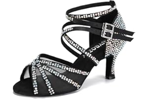 RUYBOZRY Damen Latein Tanzschuhe Strass Salsa Glitzer Bachata Schuhe Damen Hochzeit Tanzende Schuhe,Modell YCL508