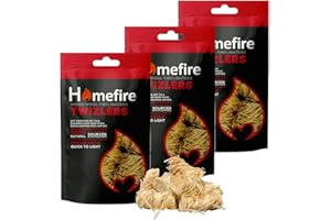 Topline Wood Wool Fire Lighters Multipack - Pack of 3 x 300g Easy to Light 100% Natural Twizlers Firelighters Card for Charcoal BBQ’s, Pizza Oven, Fire Pits, Wood Burners, Barbecue, Camping