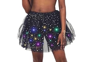Ruiuzioong Damen Tüll Tutu Rock Sterne Pailletten Tutu Rock Mit LED Lampe Prinzessin Rock für Party Ballett Tanzen