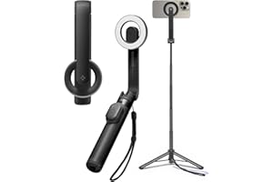 Spigen MagSafe Selfie Stick Stativ [Wondersnap] [MagFit-Technologie & Bluetooth-Fernbedienung] Tripod kompatibel mit iPhone 16/15/14/13 Serien, Galaxy S25/S24/S23 und Allen Smartphones - Schwarz