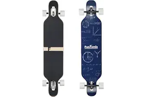 FunTomia® Freerider Longboard monopatín - 107cm x 26cm - rodamientos Mach1® - Hecho con 9 Capas de Madera de Arce