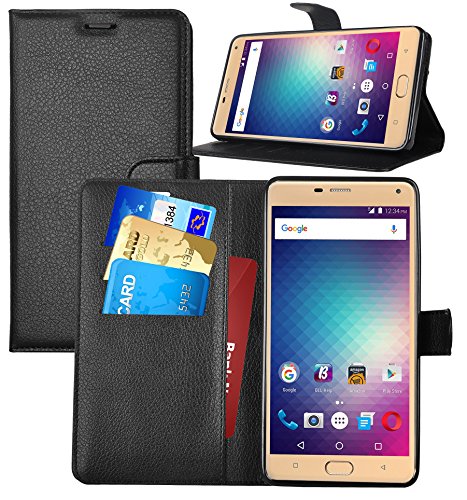 KuGi Homtom HT7 Pro / Homtom HT7 Hülle- Hochwertige Ständer PU-Leder-Mappen-Kasten für Homtom HT7 Pro / Homtom HT7 4G LTE Smartphone.(Schwarz)