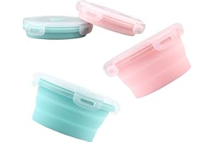 LUTER 2 Pezzi Ciotola per Cani 350ml Pieghevole in Silicone per Alimenti Ciotola da Viaggio con Coperchio per Alimenti Portatile per Animali Domestici per Canile da Campeggio (Rosa, Blu)…