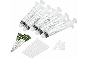 SKYPRO Lot de 5 seringues distributrices de 10 ml avec aiguilles de distribution et capuchons pour bricolage, quilling, peinture acrylique, bouteille d'huile, artisanat, loisirs créatifs