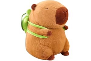 AYNKH Capybara Plush Toy, 23cm Realistic Soft Capybara Stuffed Animal Doll Carrying Turtle, Cute Plushie Pillow Gift for Kids Boys Girls