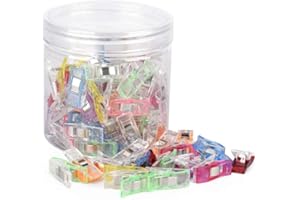 ewtshop® 100 sztuk klamerek do materiału, spinacze z tworzywa sztucznego, kolorowe, z pudełkiem do przechowywania