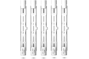 CucuGo 120W R7s Ampoule Halogène Linéaire 78mm Dimmable Blanc Chaud 2800K, Ampoule à Double Extrémité Crayon 230V T3 J78 Ampoule de Sécurité 1885lm pour Projecteur, Plafonnier, Paysage, Lot de 5