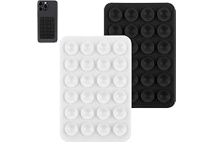 Gjinxi Silikonowy uchwyt na telefon komórkowy, przyssawki, dwustronny, przyssawka, wielofunkcyjny, antypoślizgowy uchwyt na telefon komórkowy, do selfie i filmów wideo (przezroczysty, czarny)