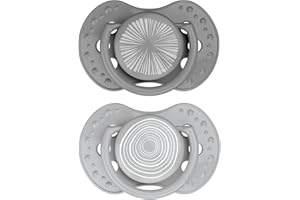Difrax LOVI Tétine 18+ mois - Sucette Dynamique pour Bébé - Gris - 2 Piéces - Facile à Accepter, Sans BPA, Silicones de haute qualité et durables