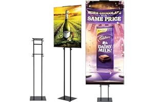 bimiti Height-adjustable poster stand, display stand on both sides for 2 posters, weatherproof metal advertising stand, poster stand for shopping malls, commercial spaces, exhibitions and advertising