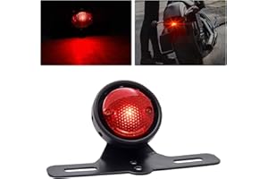 Biqing [2 Modes] Fanale Posteriore per Moto 12V,Fanale Posteriore per Freno a LED Motociclo Luce Freno con Staffa Luce Targa Moto Retro Modificato Universale(Rossa)