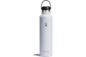 HYDRO FLASK – Butelka na wodę 709 ml (24 oz) – Izolowana próżniowo butelka na wodę ze stali nierdzewnej ze szczelną zakrętką Flex oraz proszkową powłoką – Standardowy gwint – Kolor - White