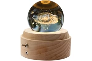 HABOWN Kristallkugel Spieluhr, 360 ° drehbare hölzerne Spieluhr mit Licht, Geburtstagsgeschenk, Projektionsfunktion mit Beleuchtung, Valentinstagsgeschenk (Milchstraße)