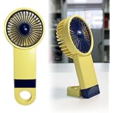 Accessory Rechargeable Mini Hand Fan Stand Bag Can Be Hanged on Belt, 3 Modes Strong Refreshing Fan Impeller (YELLOW)