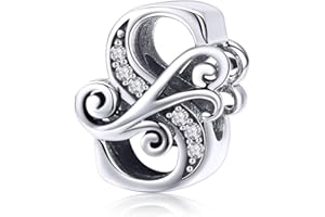 TIZU Buchstaben Charms 925 Sterling Silber Alphabet Charm Anhänger für Europäischen Armband Halskette