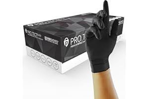 Unigloves PRO.TECT Black GA0043 Nitrile Gants jetables à usage unique - polyvalents, sans poudre, boîte de 100 gants, noirs, taille M