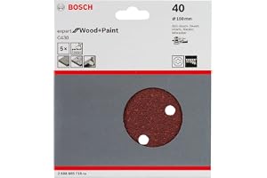 Professional Bosch 2608605640 slipskivor för trä, kardborrtyp, 8 hål, 125 mm, P40 korn, brun, paket med 5