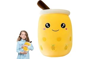 Magiho® Peluche Bubble Tea, Dessin Animé Peluche Kawaii, Bubble Tea Peluche, Excellent Cadeau pour Les Garçons et Les Filles, Oreiller en Peluche (24 cm, Jaune)