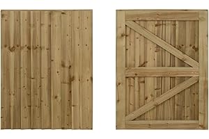ARBOR GARDEN SOLUTIONS Featheredge Wooden Garden and Side Gates, Fully Framed and Capped (v2)(H-1200, W-850, Natural (Light Green) Finish)