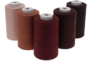 SEWFIL Dacor 120-5 conos de hilo de coser de poliéster - Pack de 5 bobinas (5 x 5.000 metros) - Mix 06 Wood