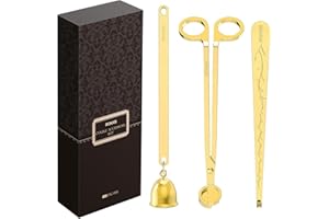 RONXS 3 in 1 Candle Wick Trimmer Set, Candle Care Kit with Candle Cutter, Candle Snuffer, Candle Wick Dipper, Stylish Package for Candle Lovers (Gold)