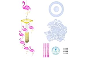 Koonafy 24PCS Outdoor Wind Chimes Resin Casting Mold Flamingo Wind Chimes Silicone Mold Kits with Fishing Line Epoxy Mould for DIY Making Craf Home Decoration Gift (Flamingo Wind Chimes Molds)