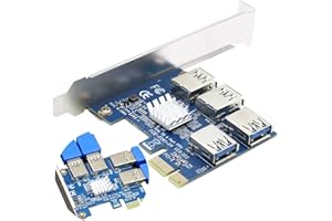 SYONCON PCIe Splitter 1 a 4 PCI-Express 16X Slot Riser Card, PCI-E 1X a Esterno 4 USB 3.0 Adattatore per BTC Miner Machine GPU Mining