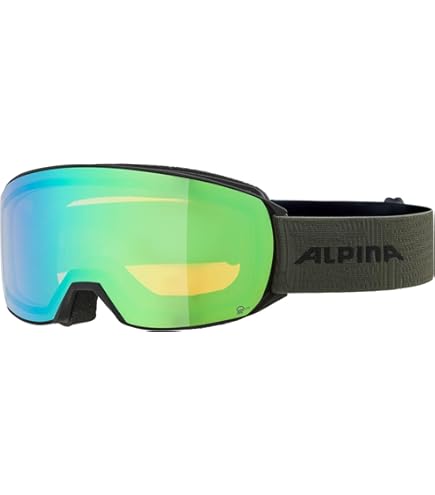 ALPINA Fernie Q-LITE OTG Skibril met gespiegelde, contrastversterkende en gepolariseerde OTG-skibril met 100% uv-bescherming voor volwassenen, willow-green mat, eenheidsmaat ALPINA Fernie Q-LITE OTG Skibril met gespiegelde, contrastversterkende en gepolariseerde OTG-skibril met 100% uv-bescherming voor volwassenen, willow-green mat, eenheidsmaat
