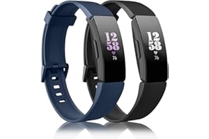 Mugust 2 Pack Strap Compatible with Fitbit Inspire Straps/Inspire HR Strap/Inspire 2 Straps,Soft Silicone Sport Replacement band for Fitbit Inspire/Inspire HR/Inspire 2/Ace 2 (Black+Blue, Small)
