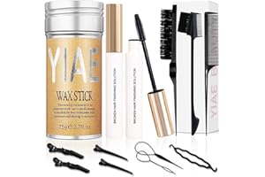 YIAE Kit Familial de Wax Stick Hair, Cire cheveux femme, 2 Stick Cheveux Cire et Set de brosse cheveux bouclés, Produits coiffants avec gel cheveux femme non gras pour les cheveux frisés et rebelles