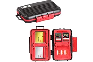 LYNCA Memory Card Case Holder SD Card Case Waterproof Memory Card Holder Anti-Shock Water-Resistant Carrying Box Holder for 8 SD Cards 4 CF Cards 12 Micro SD/TF Cards (Black)