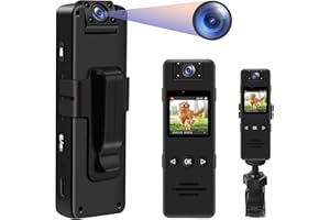 TANGMI Bodycam, 180° Drehbares Objektiv 1080P HD Video & Audio Kleine Kamera, 120° Weitwinkel & Automatische Nachtsicht & Bewegungserkennung Körperkamera mit Einer 1/4“ Mutterhalterung für Fahrräder