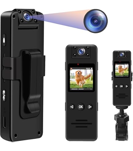 Caméra Corporelle Fhd 1080p, Objectif Rotatif à 180°, Vision Nocturne, Détection De Mouvement