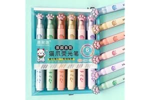 JOMPENS 6PCS/6 Colors Cat Claw Highlighter Set Creative Kids Students Marker Pen for Office School Marking Supplies Cute Stationery (Multicolor 6Pcs)