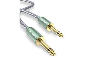 RAWAUX Cavo Jack 6.35mm Stereo, Cavo Chitarra per Strumenti Professionale Cavo Audio Mono TS 6.35mm a 6.35mm per Chitarra Elettrica, Basso, Microfono, Amplificatore e Mixer 3m