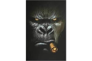 CAPOOK Singe Cigare fumer Portrait close up Peinture Affiches Et Gravures Drôles Animaux Photos Sur Mur Art Décoration 40x60 cm Sans cadre