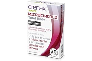 Drenax Total Body, 30 Compresse Favorisce la Funzionalità del Microcircolo e la Circolazione Venosa, Gambe Gonfie, con Rutina, Bromelina e Rusco, flavonoidi – Senza Glutine, 30 Compresse