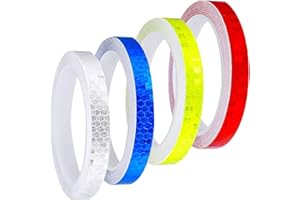 DIDISEEN Reflective Tape, 8m*10mm Safety Warning Stickers Security Marking Tape Self-Adhesive Waterproof High Visibility for Outdoor Vehicles Bikes Helmets Baby Strollers Trucks (4 Rolls)