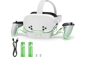 Aceshop VR Charging Dock for Quest 3S/Quest 3/Quest 2 with LED Light, Magnetic VR Charging Dock for Meta Quest 2 Charging Stand for VR Headset VR Charger Station with Controller Holder USB C Charger
