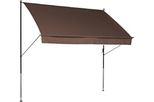 Angerer Klemmmarkise Style mit Handkurbel, Terrasse/Balkon, einfache Montage ohne Bohren, Made in Germany, hochwertiger Stoff, UV-beständig, höhenverstellbar, wasserabweisend, 400 cm Braun