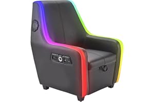 X-Rocker Premier Maxx RGB 4.1 Audio Gaming Armchair, Gaming Chair with Ottoman Storage for Ultimate Gaming Set Up. 4 Speakers 1 Subwoofer, Neo Motion 30 RGB LED Lighting Options - BLACK